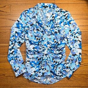 Rails Blue Business Casual Form Fitting Girly Long Sleeve Blouse QQ